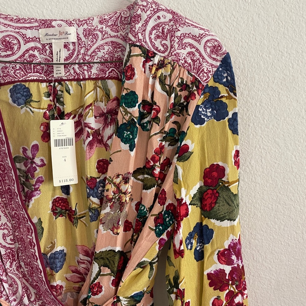 Anthropologie Boho Floral Patchwork Open Front Top - Picture 4 of 5